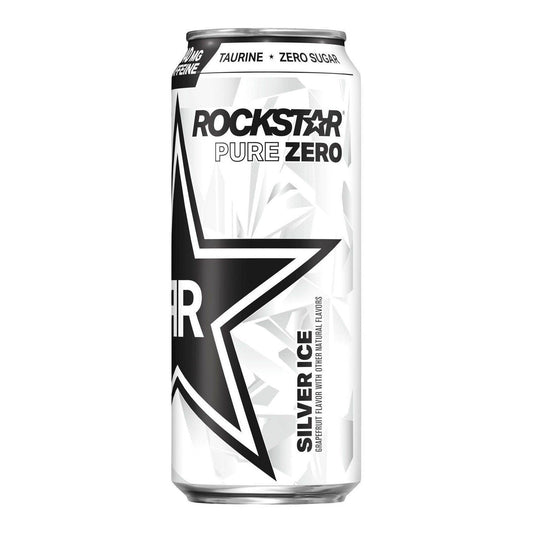Rockstar Pure Zero Energy Drink Silver Ice Grapefruit Flavor 16 Fl Oz Can