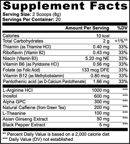 ClarityX SC Focus Powder Sour Candy | Dietary Supplement with Alpha-GPC & L-Theanine | Focus Support Formula | 165g